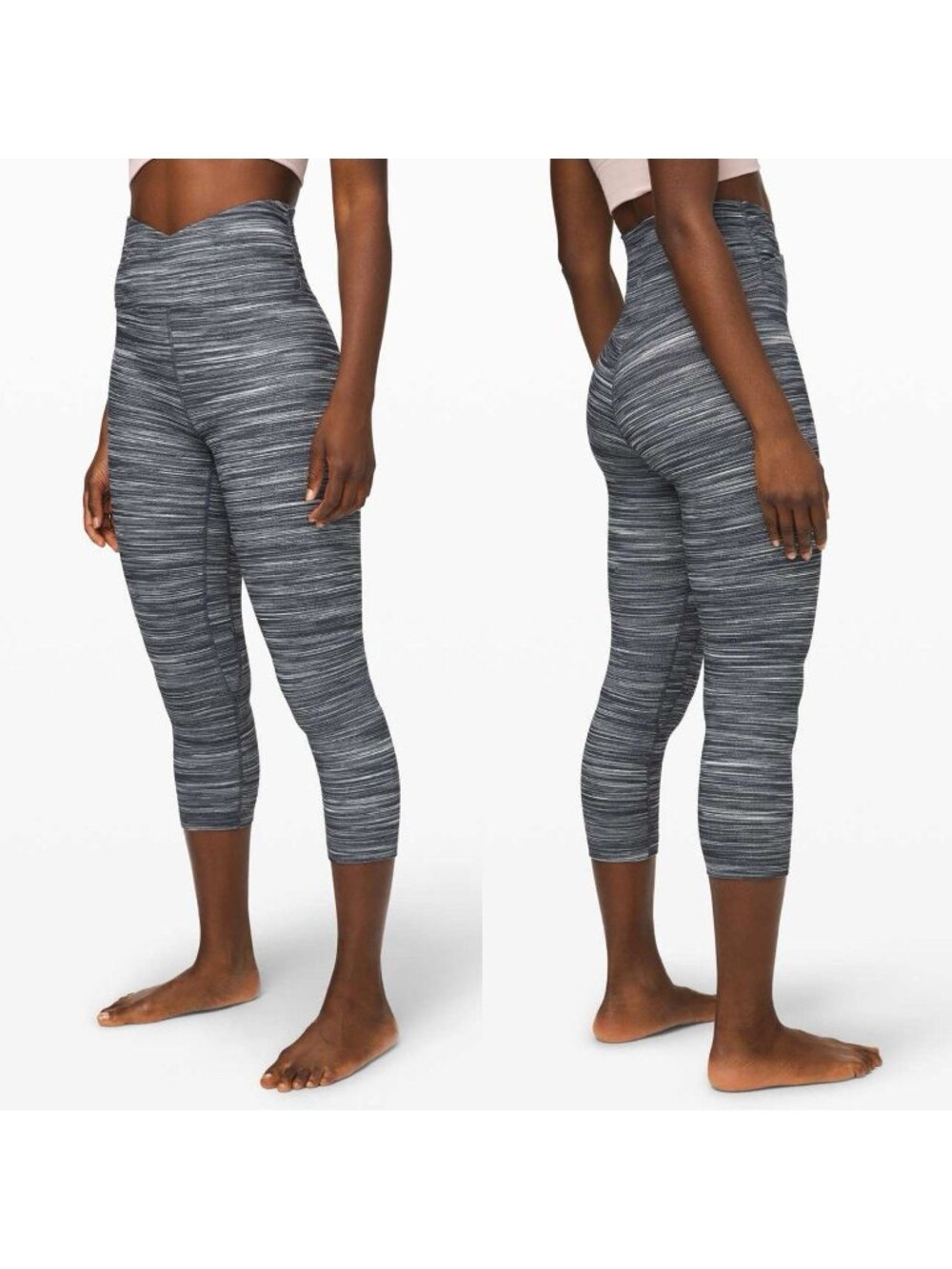 Lululemon Align Crop Cross Waist Leggings Mini Space Dye Herringbone Size 6